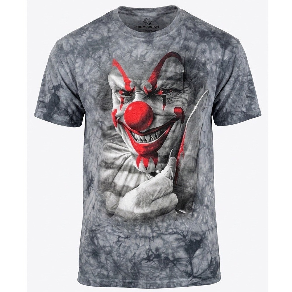 The Mountain Evil Clown Graphic Tee Grey Tie Dye Horror Shirt Mens XL